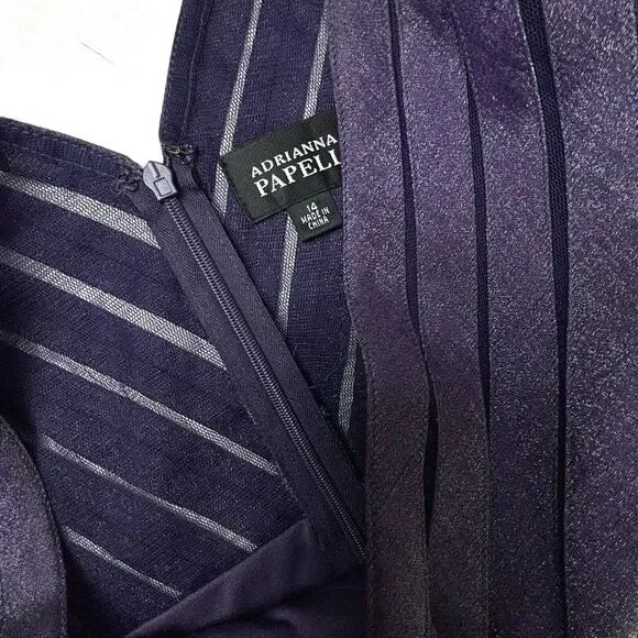 Adrianna Papell Tiered Mermaid Ruffle Dress Womens 14 Purple Sleeveless Bodycon - Picture 3 of 12